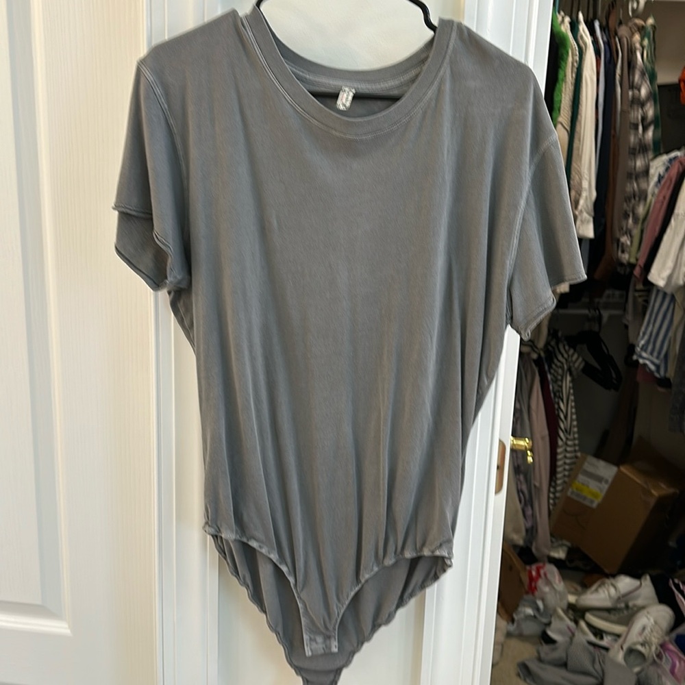 NWOT Gray Free People Bodysuit Tee Size Large